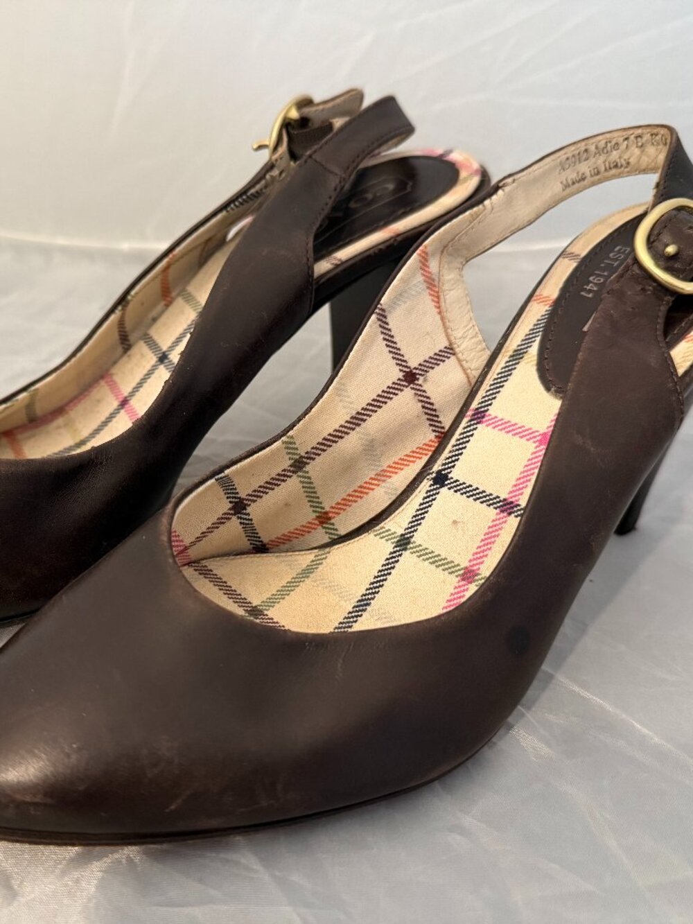 Coach Brown Leather Slingback Heels Women's Size 7 Made in Italy